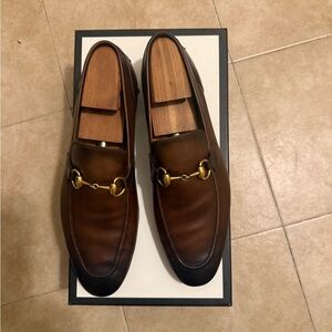 Gucci Brown Burnished Leather Horsebit Loafers